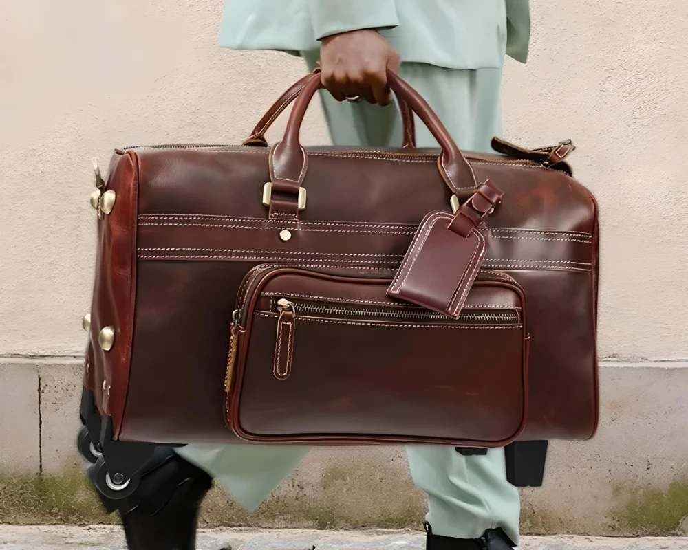 leather carry on luggage wheeled