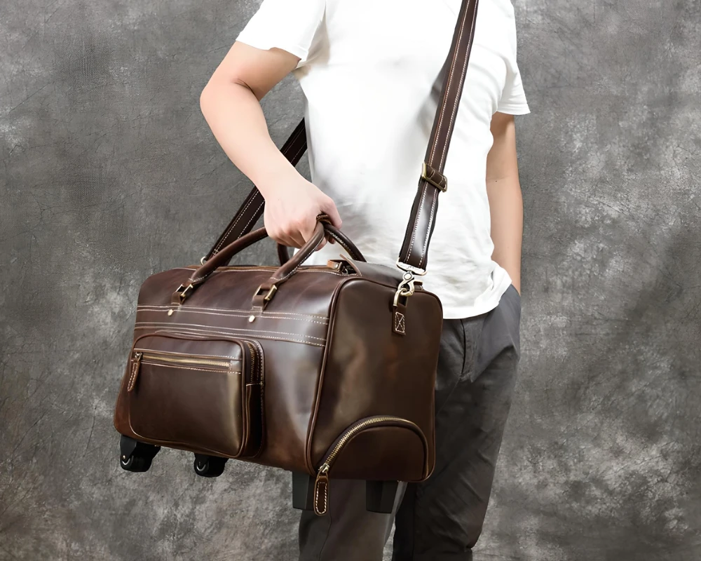 leather travel carry on bag