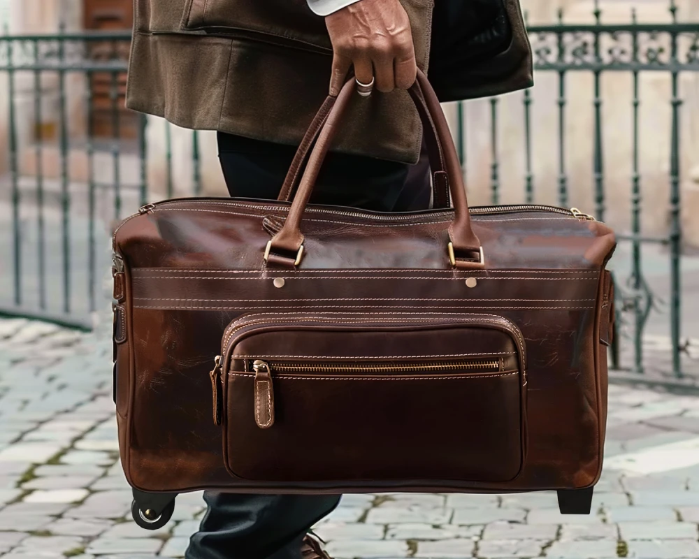 mens leather carry on